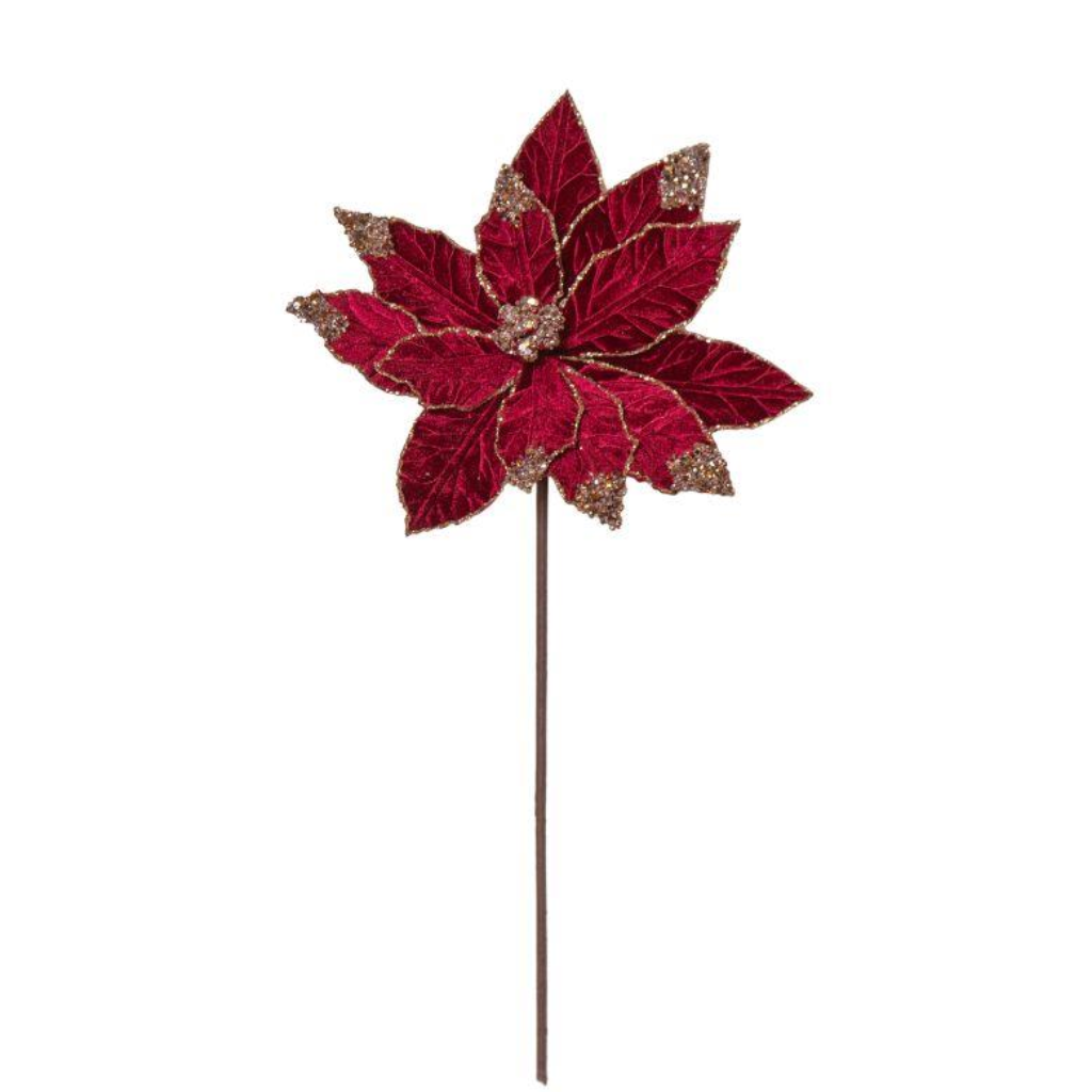 Burgundy and Gold Poinsettia Stem 45cm Y53.C44824 Harold Elmes Mulligans of Ballaghaderreen