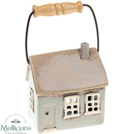 Ceramic House Tealight Holder With Handle - Grey and Beige -  Mulligans of Ballaghaderreen