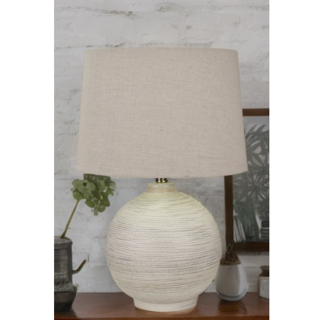 Ceramic Oval Table Lamp With Horizontal Texture TL4897 Cork Lighting Mulligans of Ballaghaderreen
