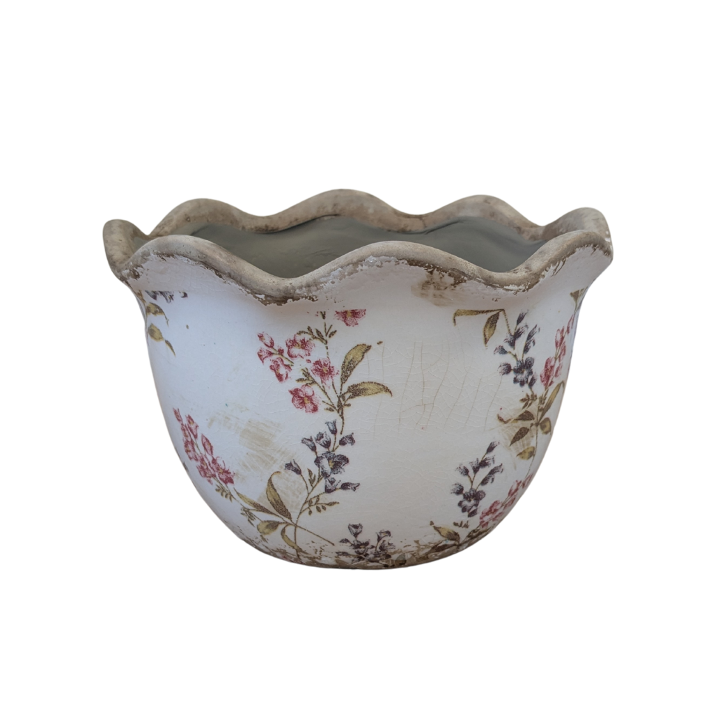 Ceramic Scalloped Edge Floral Planter 7WF330 Richard Langs Mulligans of Ballaghaderreen