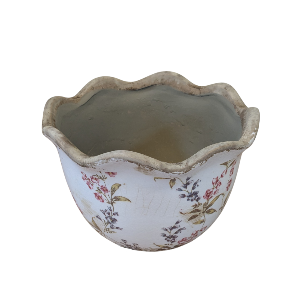 Ceramic Scalloped Edge Floral Planter 7WF330 Richard Langs Mulligans of Ballaghaderreen