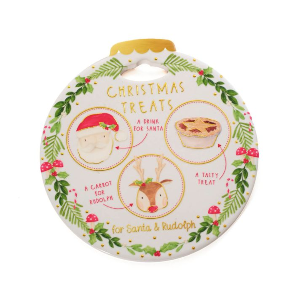 Ceramic Treat Plate for Santa and Rudolph 7XA568 Richard Langs Mulligans of Ballaghaderreen