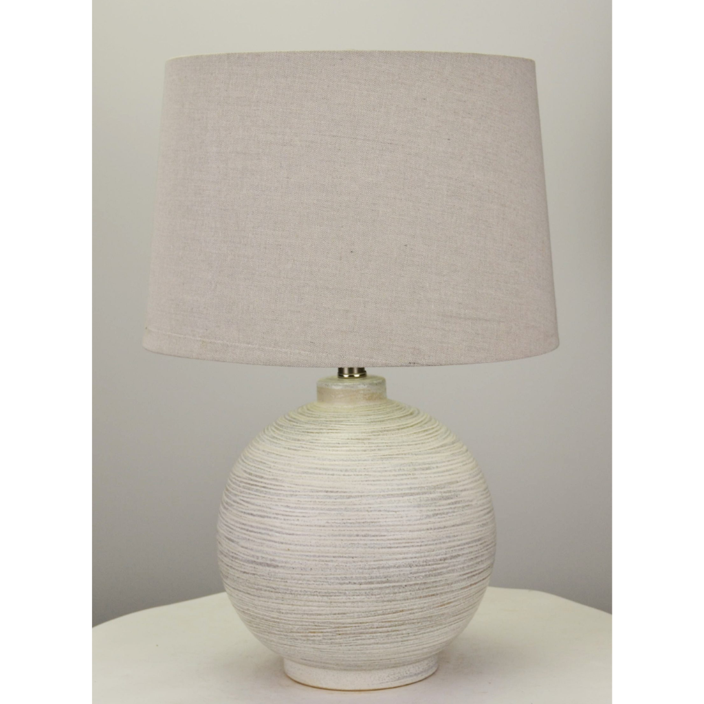 Ceramic Oval Table Lamp With Horizontal Texture TL4897 Cork Lighting Mulligans of Ballaghaderreen