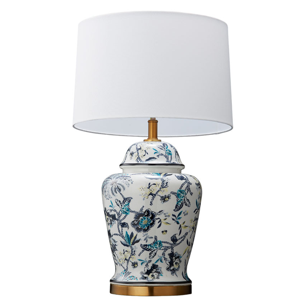 Ceramic Table Lamp With Antique Blue Pattern TL89520 Cork Lighting Mulligans of Ballaghaderreen