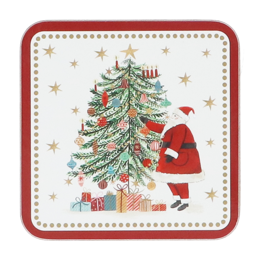 Christmas Cork Base Coaster, Pack 4 Santa/Tree 31592 Gisela Graham Mulligans of Ballaghaderreen 