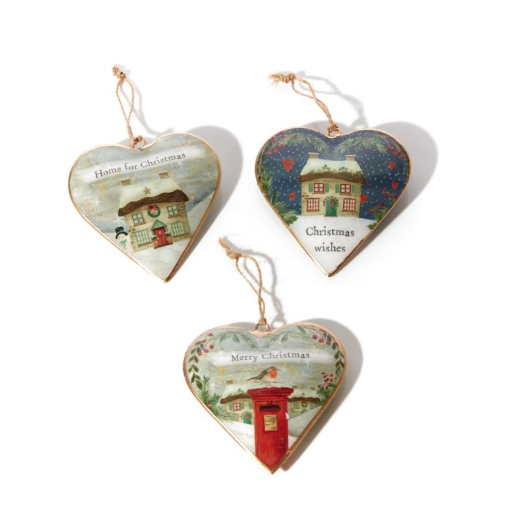 Christmas Cottage Home Heart Hangers 6XA111 Richard Langs Mulligans of Ballaghaderreen