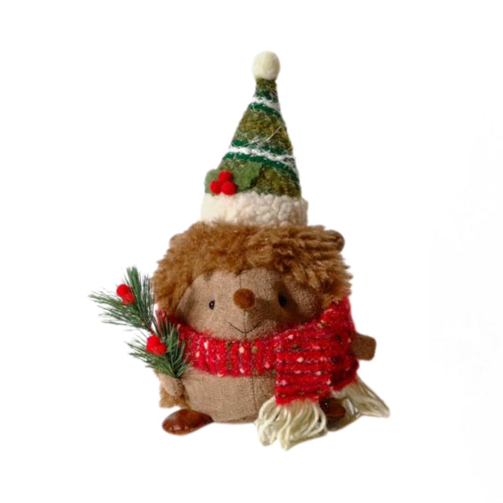 Christmas Dressed Fabric Sitting Hedgehogs 4XA420 Richard Langs Mulligans of Ballaghaderreen