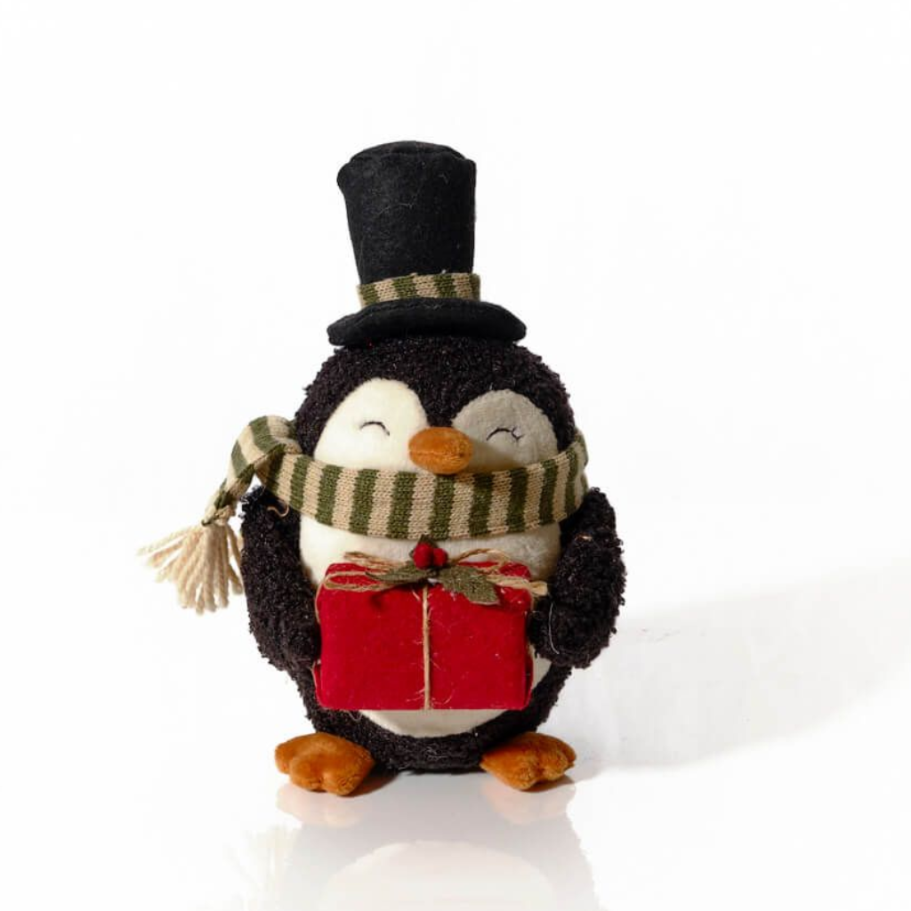 Christmas Dressed Small Penguin With Present 4XA427 Richard Langs Mulligans of Ballaghaderreen