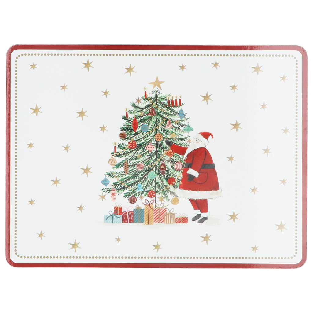 Christmas Plate Coaster with Cork Base Wood Santa/Tree 31587 Gisela Graham Mulligans of Ballaghaderreen 