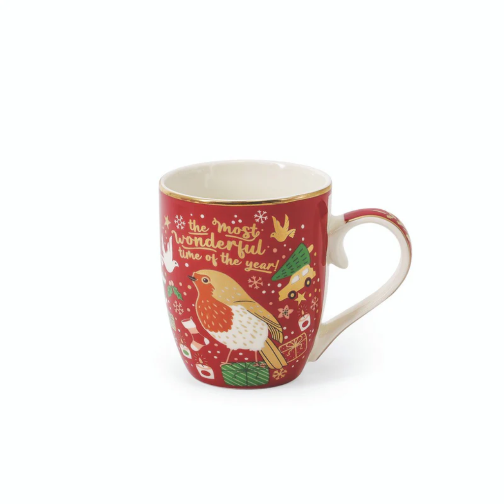 Christmas Robin S/4 Mugs 158085 Tipperary Crystal -  Mulligans of Ballaghaderreen 