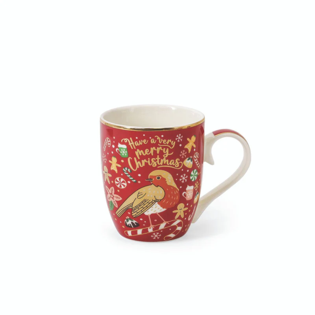 Christmas Robin S/4 Mugs 158085 Tipperary Crystal -  Mulligans of Ballaghaderreen 