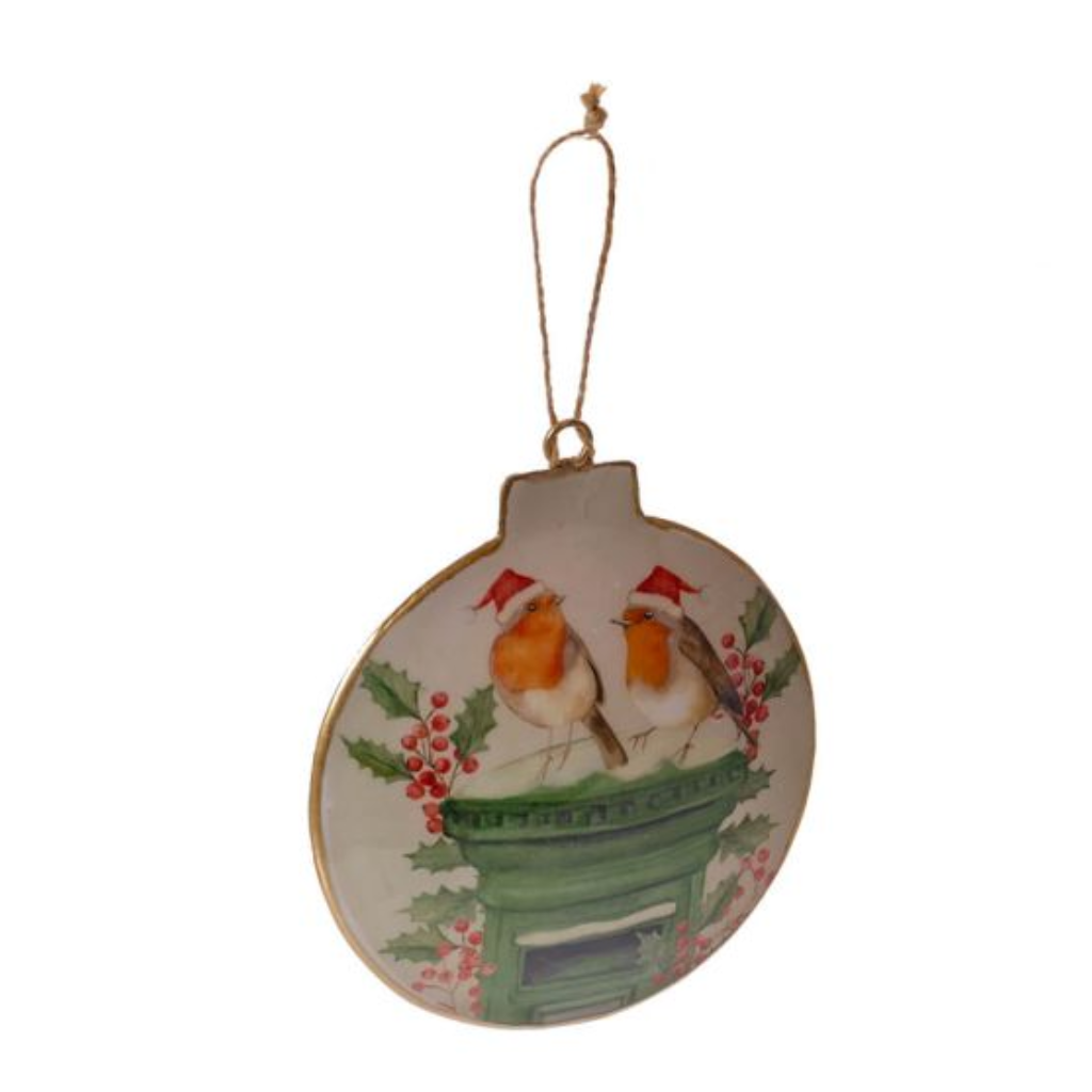 Christmas Robin on Postbox Bauble 6XA172 Richard Langs Mulligans of Ballaghaderreen