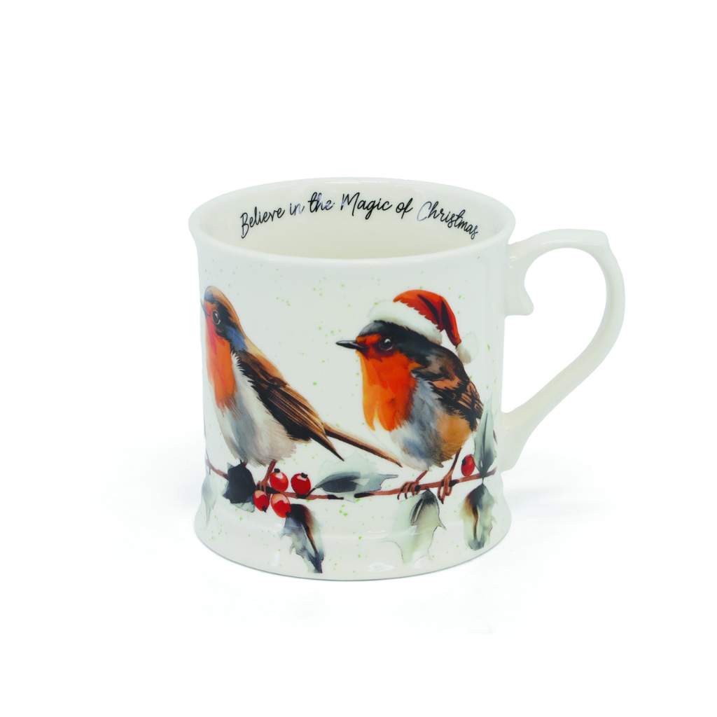 Christmas Robins set 2 Tankards Tipperary Crystal 176478 Mulligans of Ballaghaderreen
