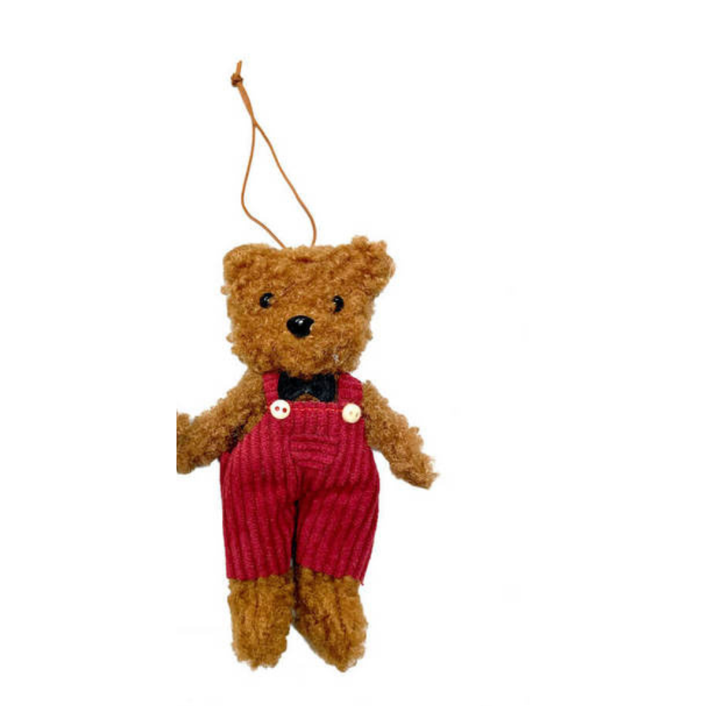 Christmas Hanging Bear With Dungarees