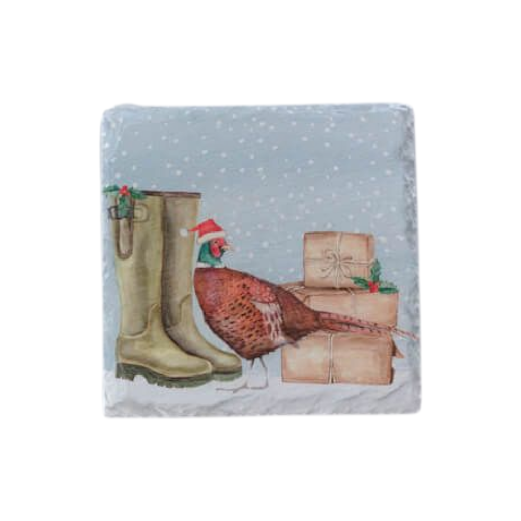 Christmas on the Farm Slate Coasters 7XA406 Richard Langs Mulligans of Ballaghaderreen