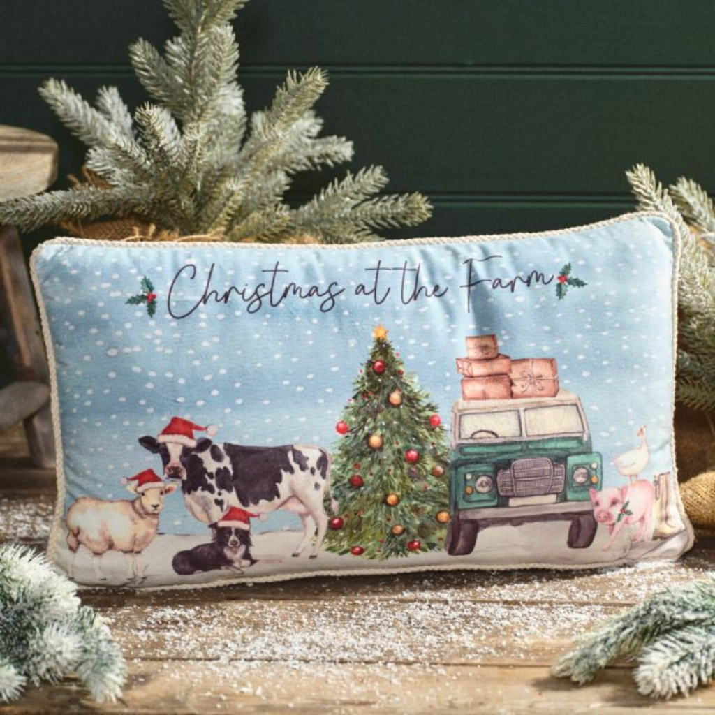Christmas on the Farm Printed Cushion with Zip 4XA688 Richard Langs Mulligans of Ballaghaderreen