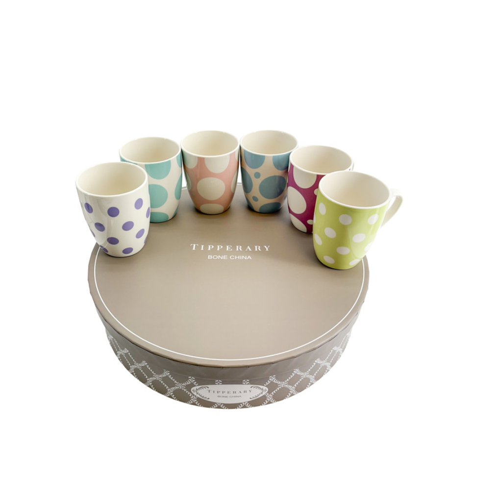 Coloured Spots Set of 6 Mugs 186767 Tipperary Crystal Mulligans of Ballaghaderreen 