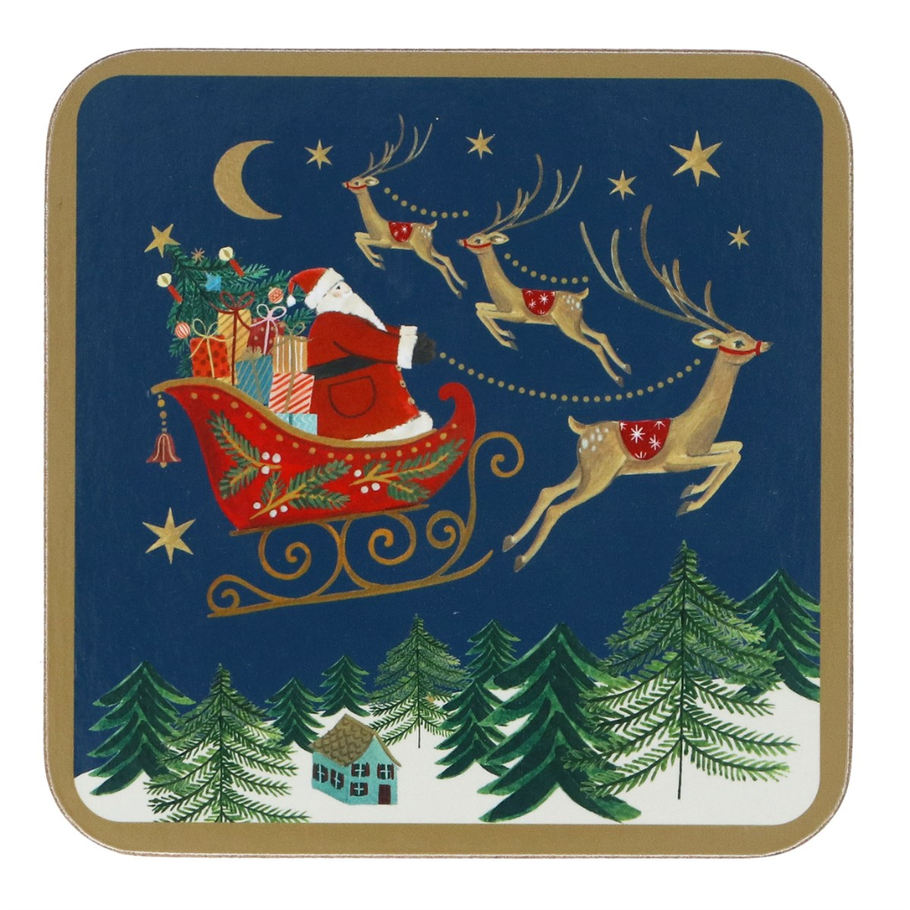 Cork Based Coaster (4 pack) - Nostalgia Sleigh 38107 Gisela Graham Mulligans of Ballaghaderreen