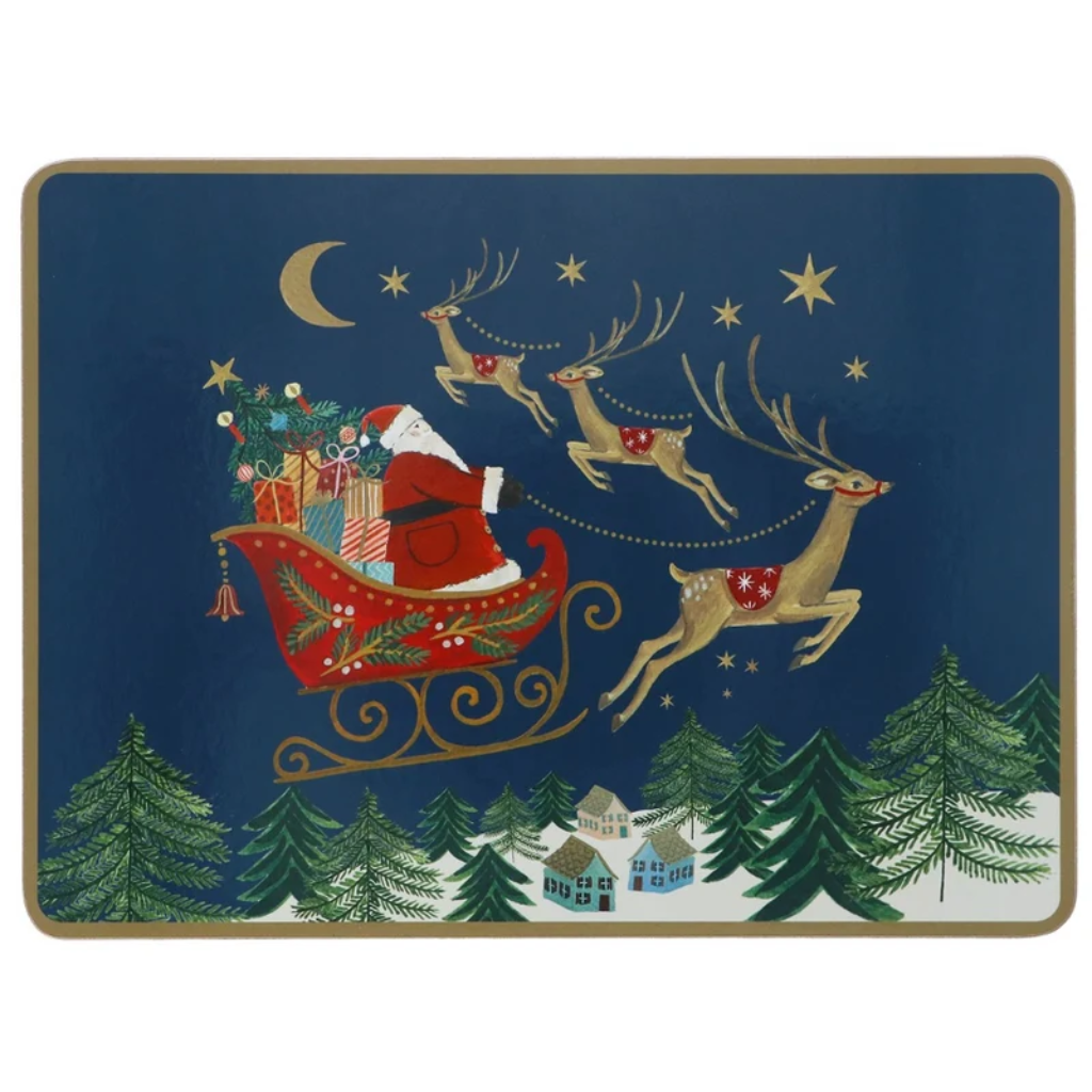 Cork Based Placemats (4 pack) - Nostalgia Sleigh 38146 Gisela Graham Mulligans of Ballaghaderreen