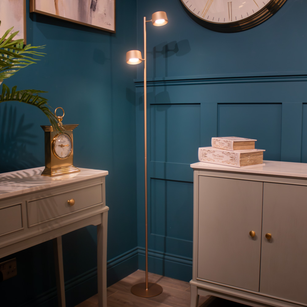 Cosmo Usb Rechargeable Floor Lamp Champagne Gold TL7049 Tara Lane Mulligans of Ballaghaderreen