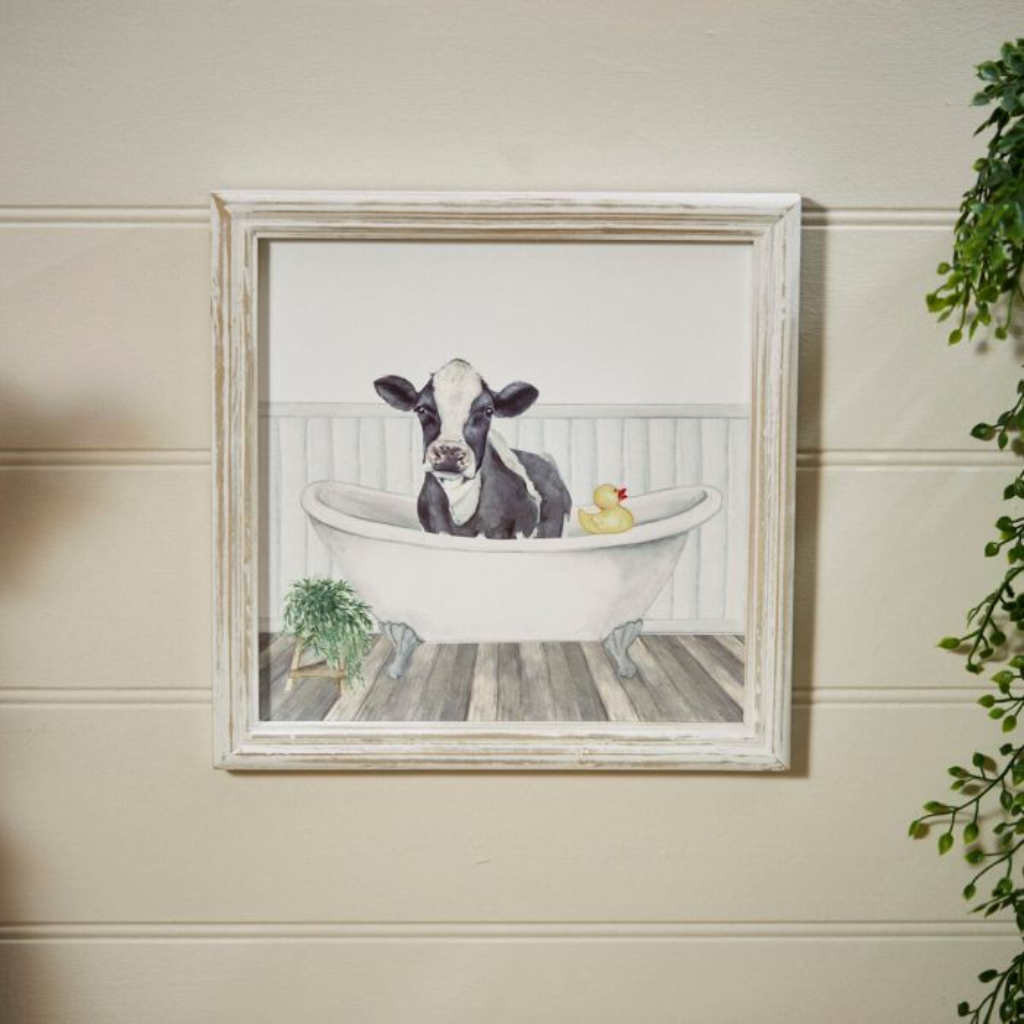 Cow In The Bath Wood Printed Plaque 8FL691 Richard Langs Mulligans of Ballaghaderreen 