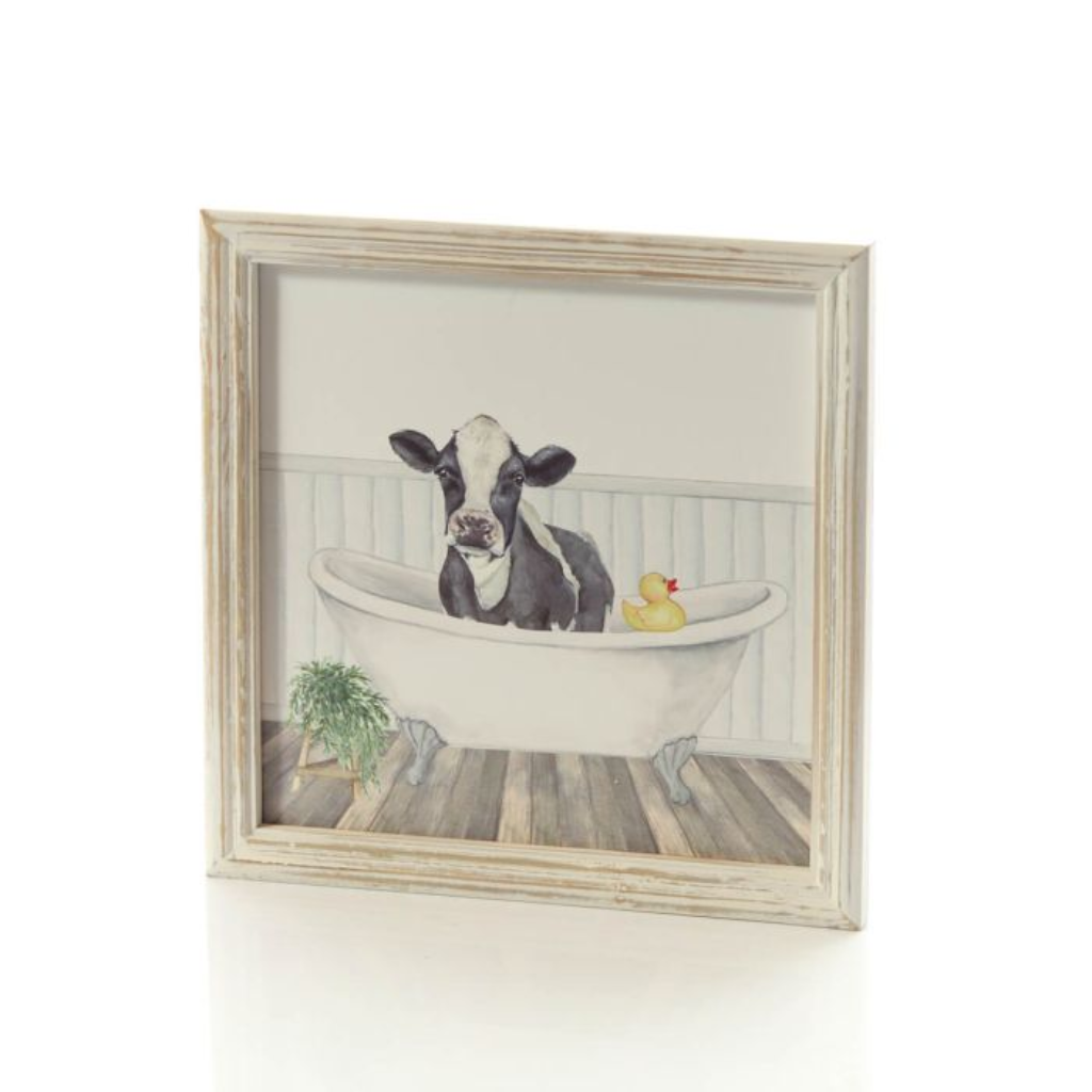 Cow In The Bath Wood Printed Plaque 8FL691 Richard Langs Mulligans of Ballaghaderreen 