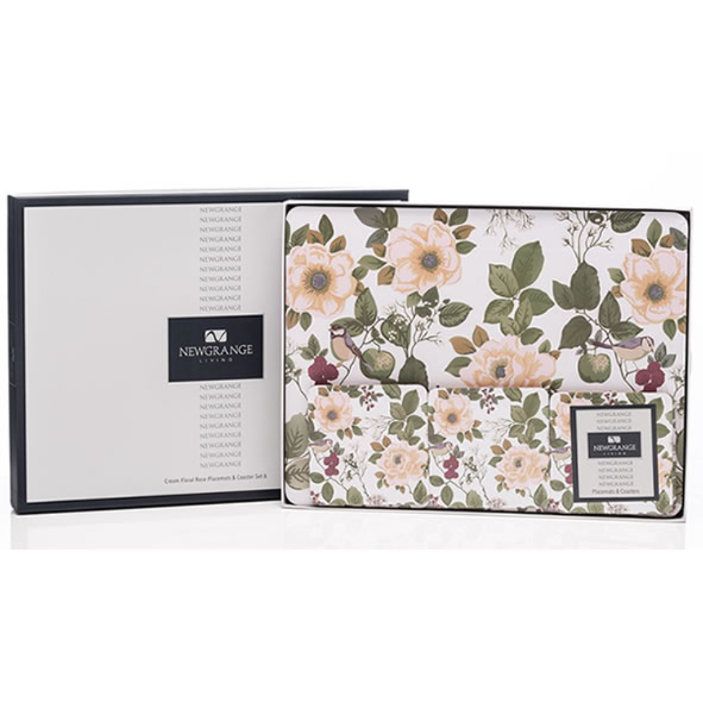 Cream Rose Floral Placemats and Coasters - Set of 6 30305 Newgrange Living Kirkwood Mulligans of Ballaghaderreen 