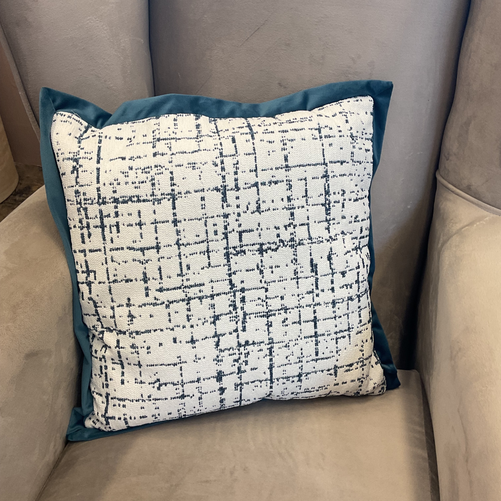 Criss Cross Teal Feather Scatter Cushion CCTFSC Medicare Textiles Mulligans of Ballaghaderreen