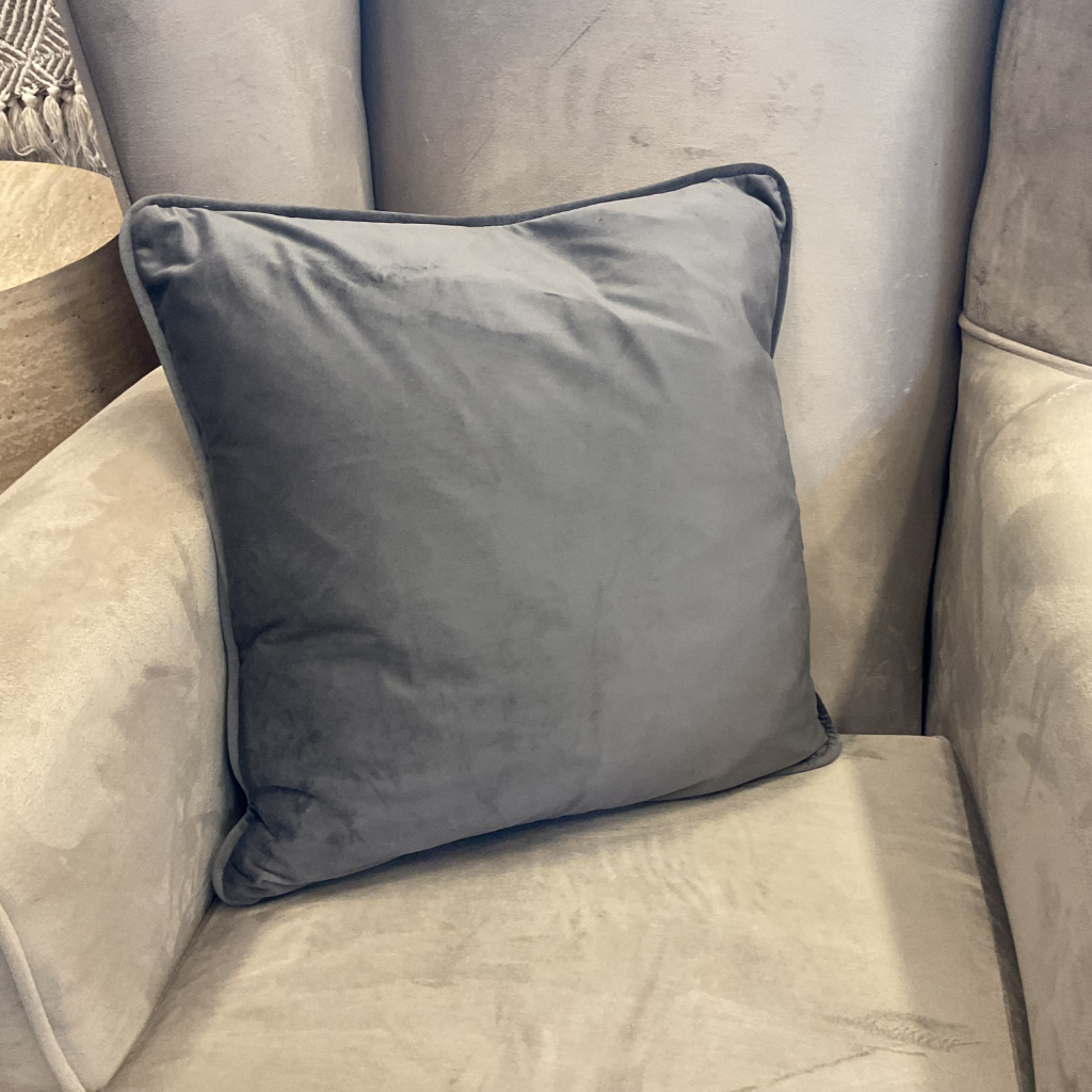 Dark Grey Velvet Feather Scatter Cushion DGVFSC Medicare Textiles Mulligans of Ballaghaderreen