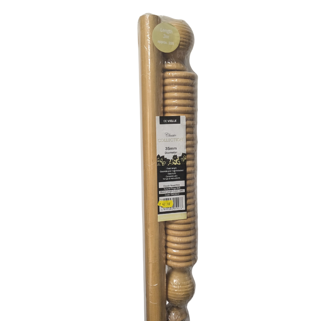 De Vielle 10 Foot (3m) Curtain Pole - Natural GHE093Z McLoughlinsRS Mulligans of Ballaghaderreen