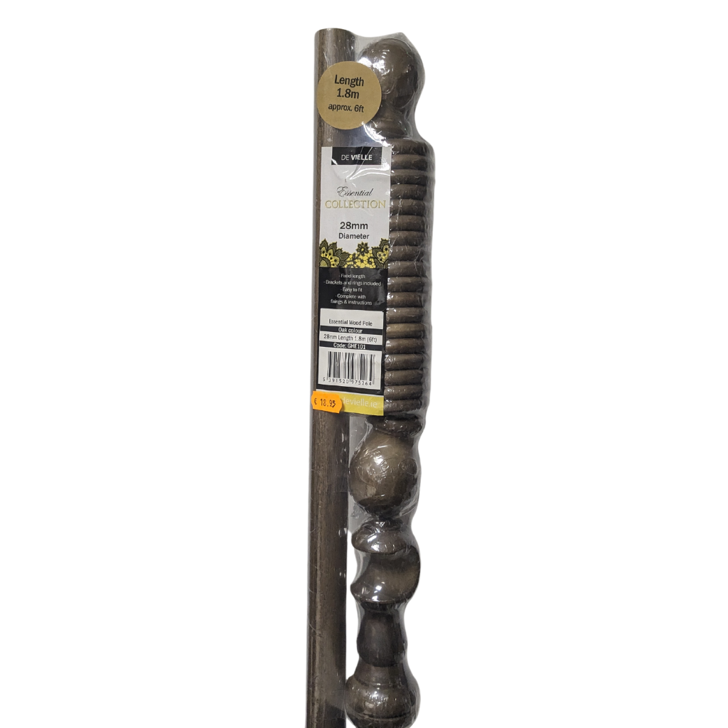 De Vielle 6 Foot (1.8m) Curtain Pole - Oak GHE101 McLoughlinsRS Mulligans of Ballaghaderreen