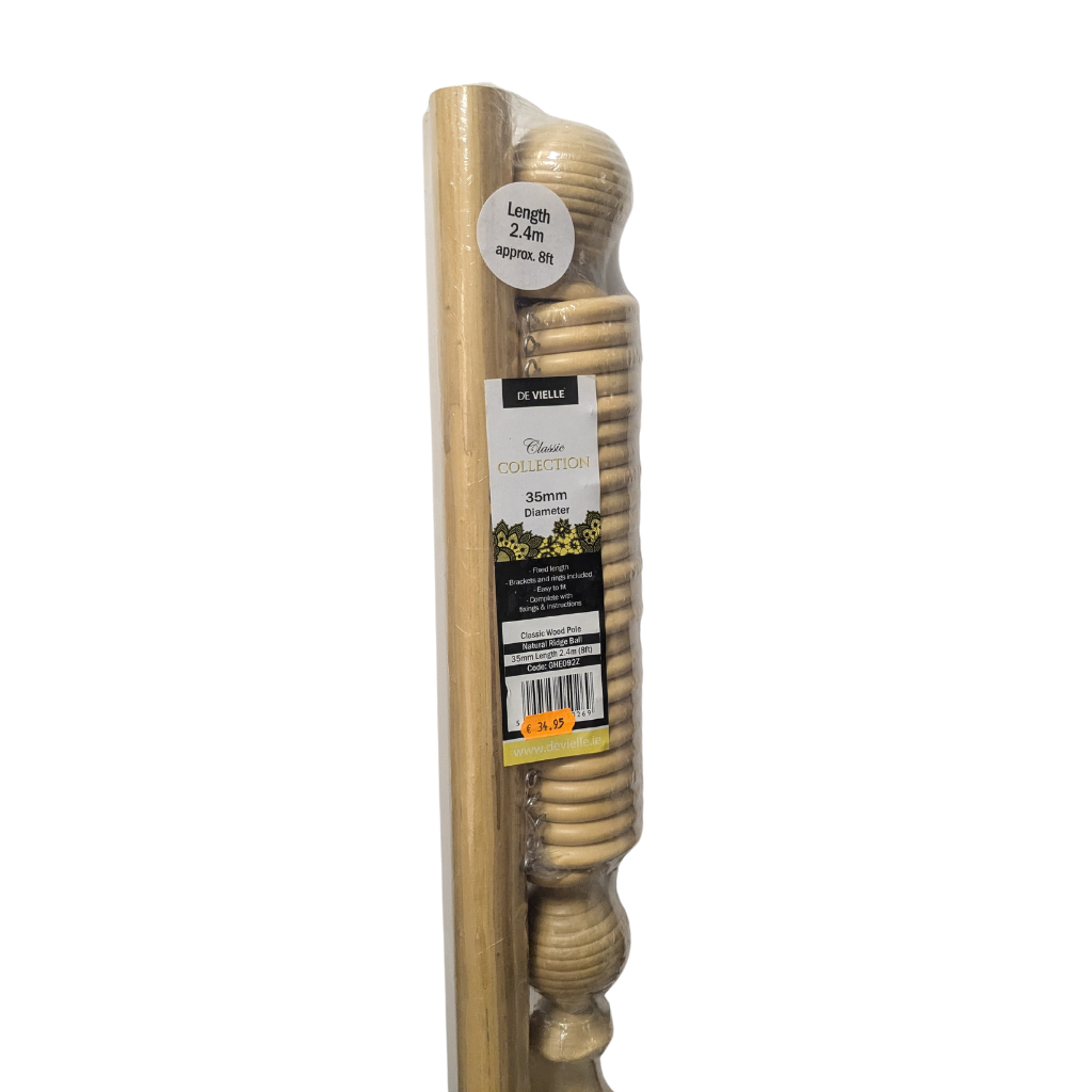 De Vielle 8 Foot (2.4m) Curtain Pole - Natural GHE092Z McLoughlinsRS Mulligans of Ballaghaderreen