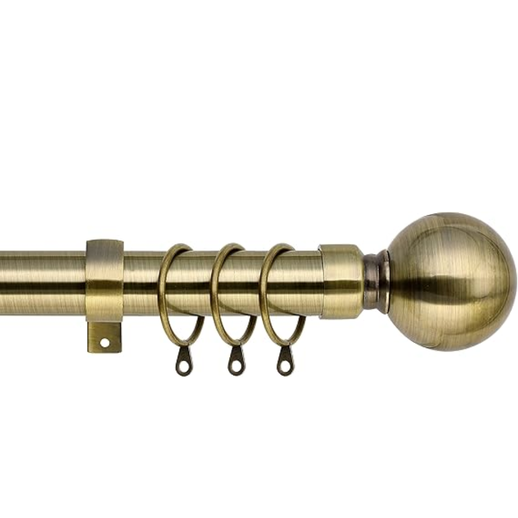 De Vielle Antique Brass Metal Ball Curtain Rail - 6 to 11ft (30-32mm) DEV555Z McLoughlinsRS Mulligans of Ballaghaderreen