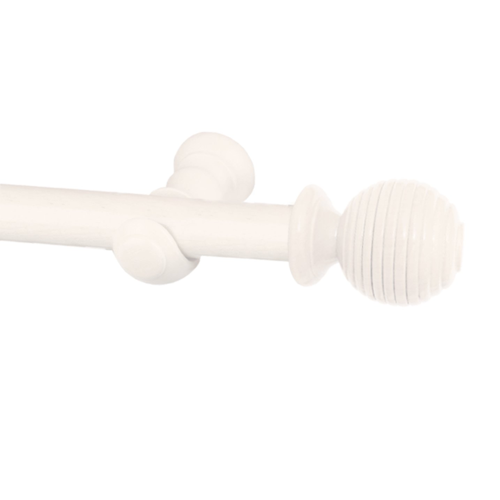 De Vielle – Classic 35mm Wooden Curtain Pole White Ridge Ball 120cm GHE130 McLoughlins RS Mulligans of Ballaghaderreen