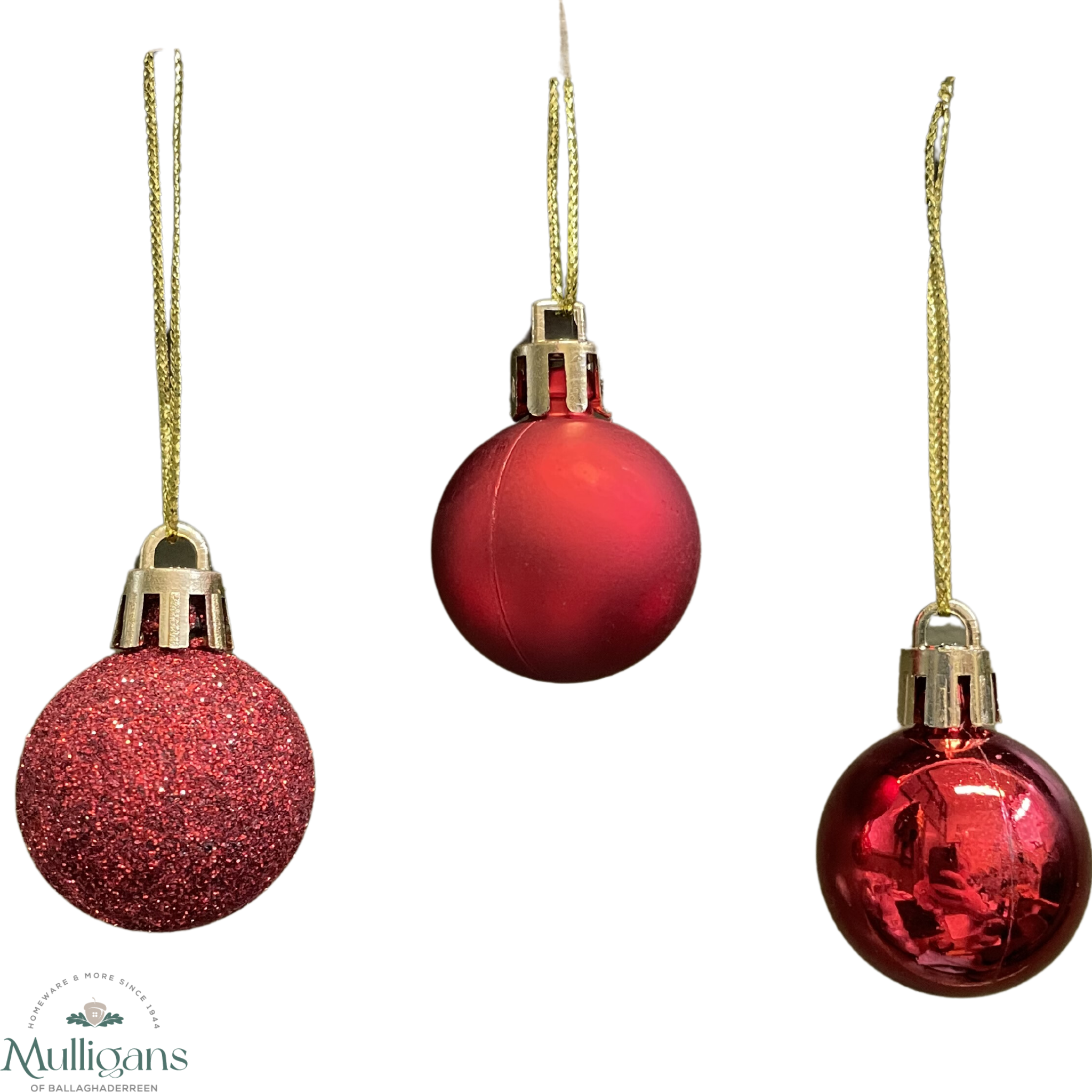 Deluxe 12 pcs, 3cm Baubles (Red) - Mullligans of Ballaghaderreen  