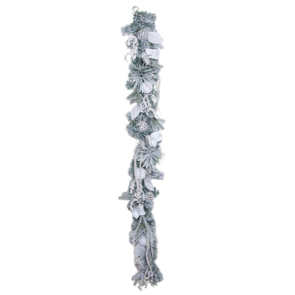 Deluxe Snowy White Garland with Bow 183cm Y42.C44969 Harold Elmes Mulligans of Ballaghaderreen
