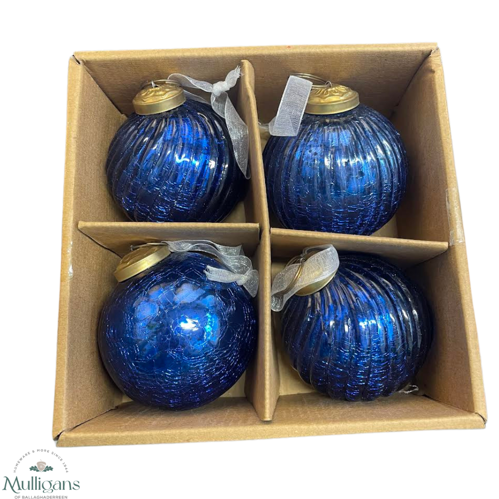  Deluxe Glass Baubles (Set of 4) - Mulligans of Ballaghaderreen 