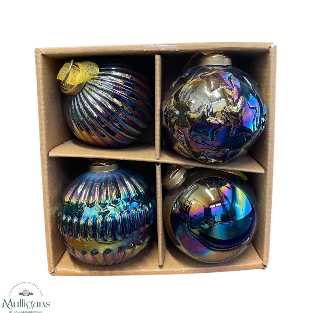  Deluxe Glass Baubles (Set of 4) - Mulligans of Ballaghaderreen 