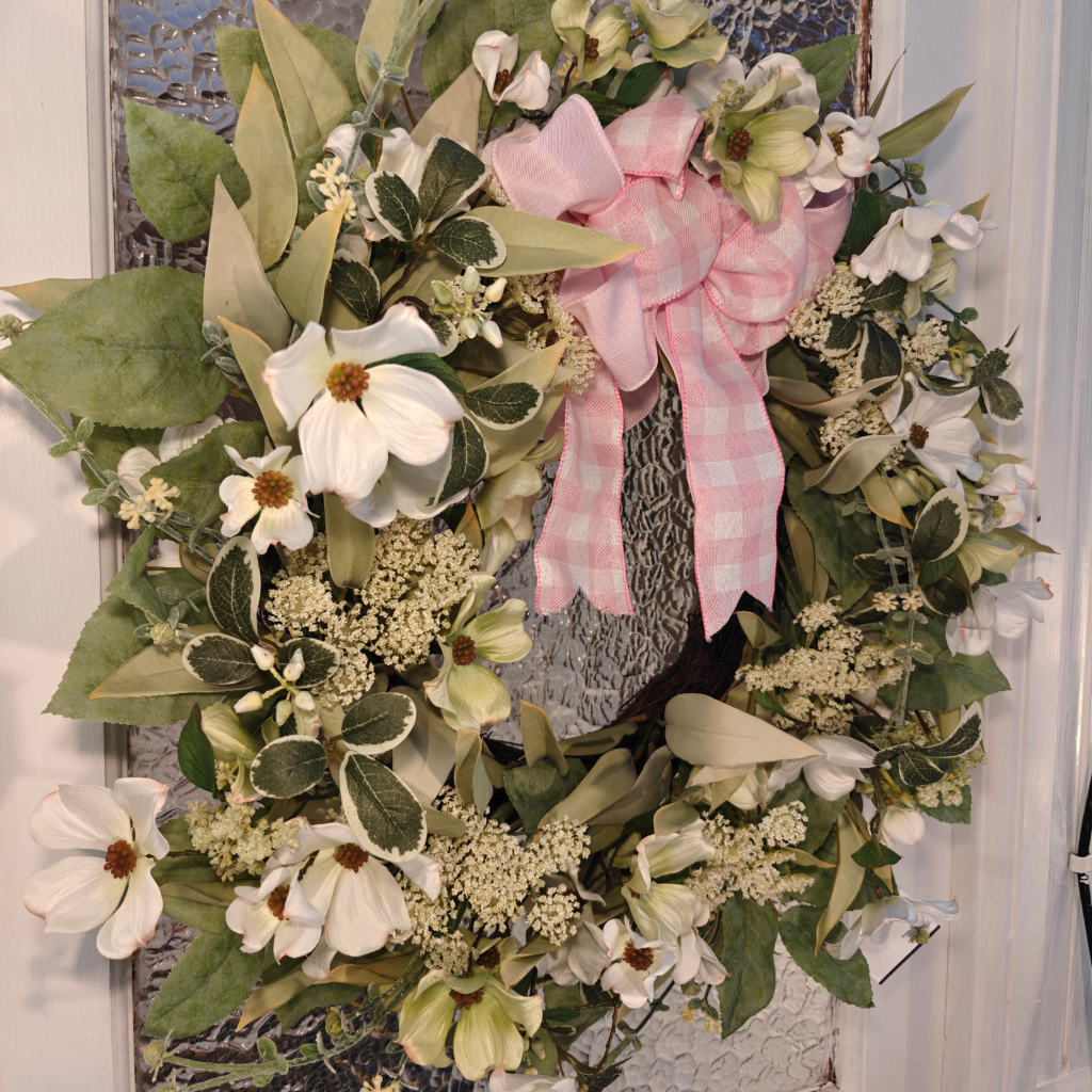 Dogwood and Lace Floral Wreath 66cm Y62.S45539 Harold Elmes Mulligans of Ballaghaderreen