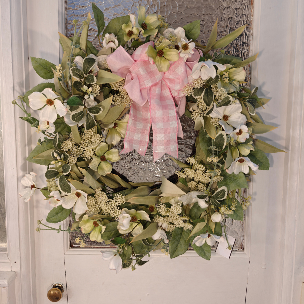 Dogwood and Lace Floral Wreath 66cm