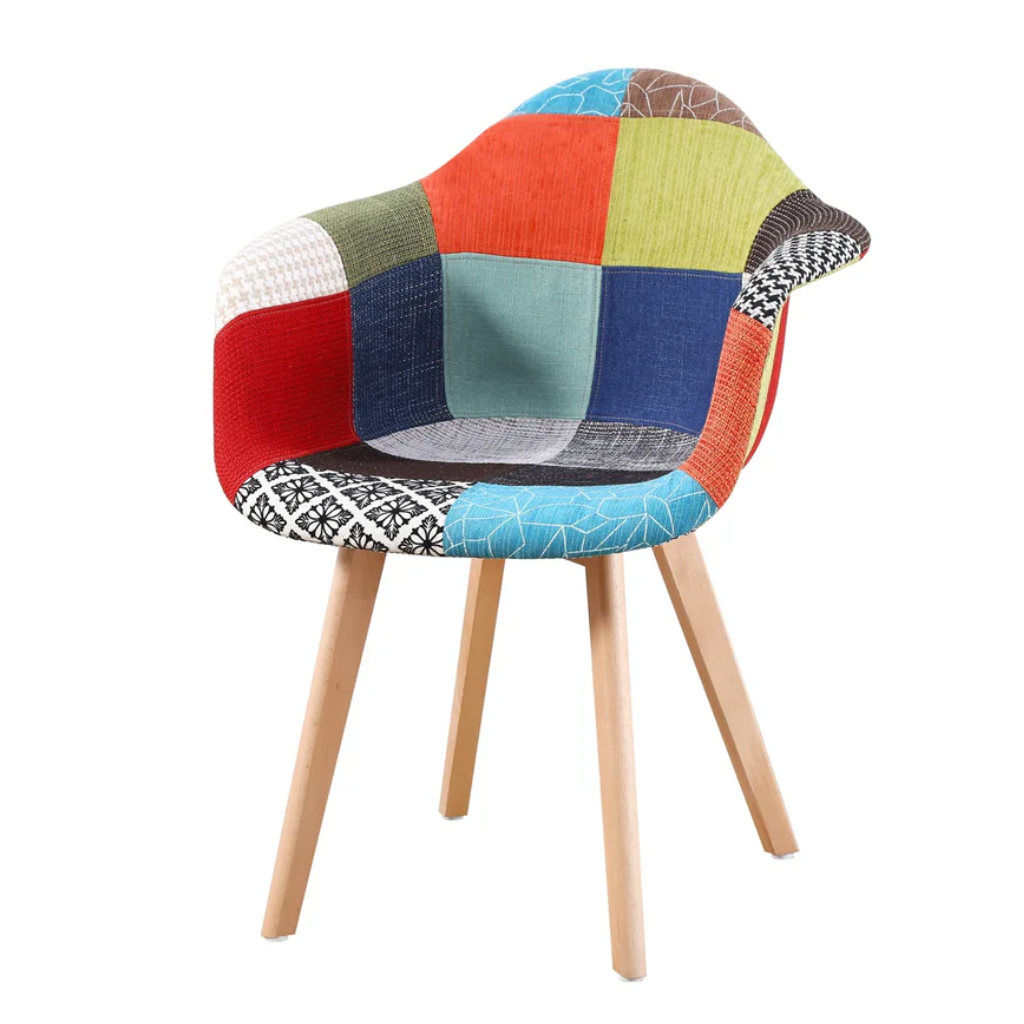 Eames Style Studio Chair Patchwork Red Multicolour FHCHR09 Fervor and Hue Mulligans of Ballaghaderreen