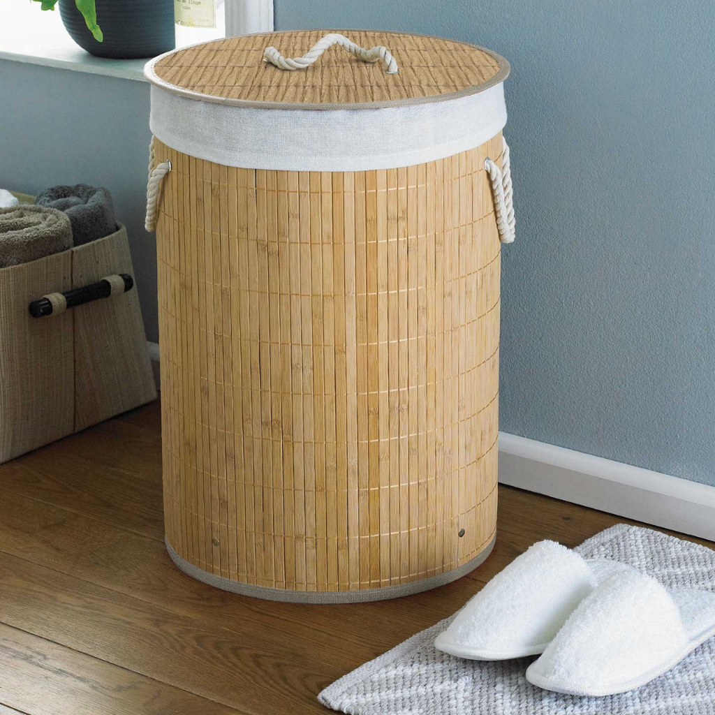 Eco Friendly Natural Bamboo Laundry Hamper with Lid 35x50cm - Natural LAU229350 Country Club Collective Mulligans of Ballaghaderreen