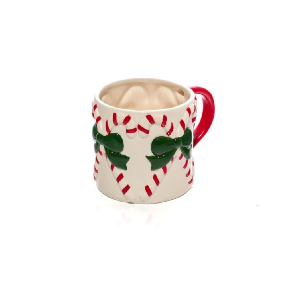 Embossed Ceramic Bow And Candy Cane Mug 7XB104 Richard Langs Mulligans of Ballaghaderreen