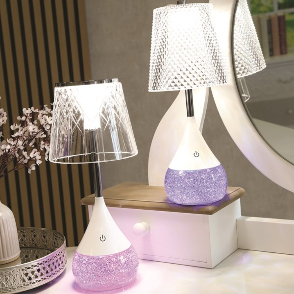 Etched Shade LED Colour Changing Glitter Lamp GL003 Straits Home and Gift Mulligans of Ballaghaderreen