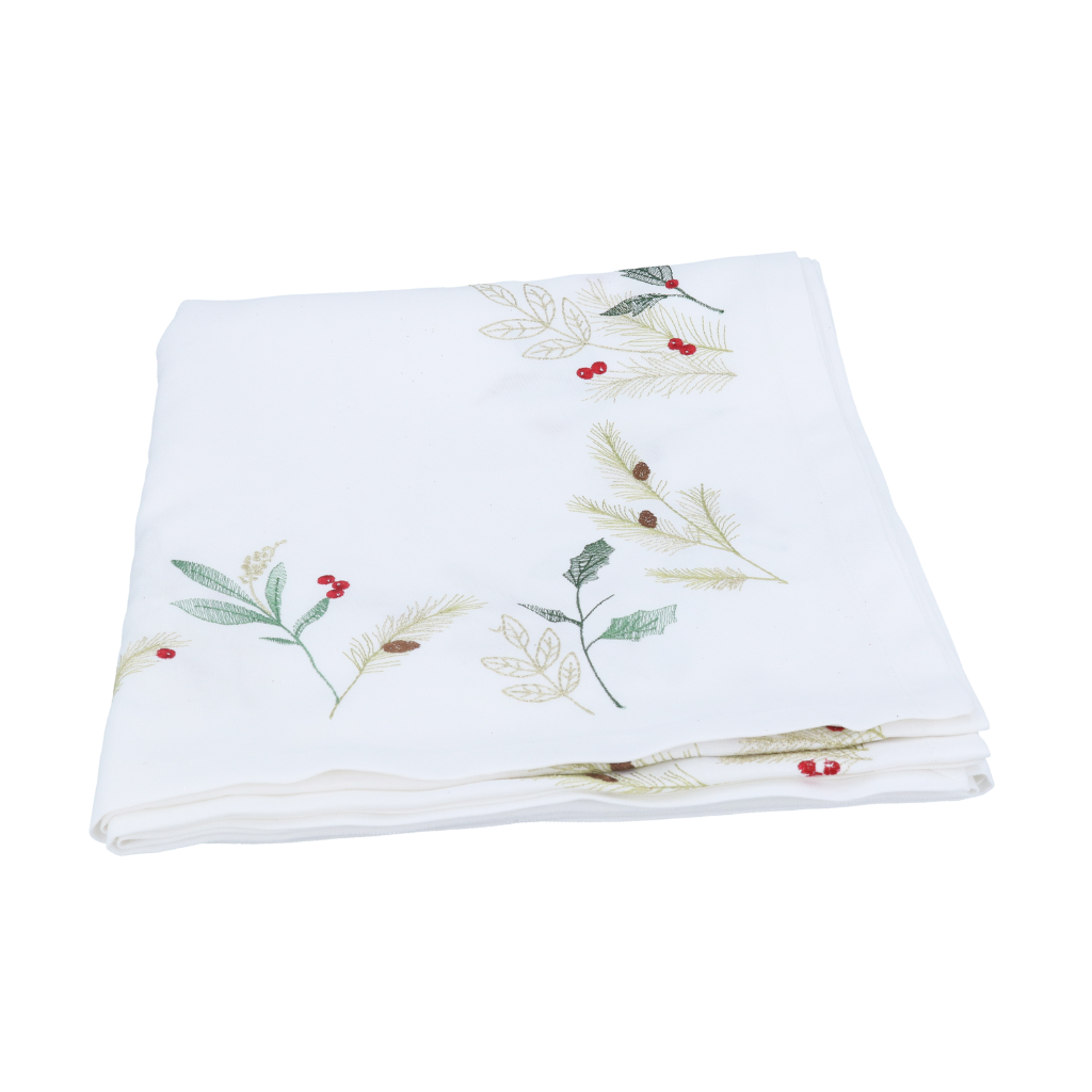 Fabric Rect Tablecloth Embroidered Sprigs 36510 Gisela Graham Mulligans of Ballaghaderreen 