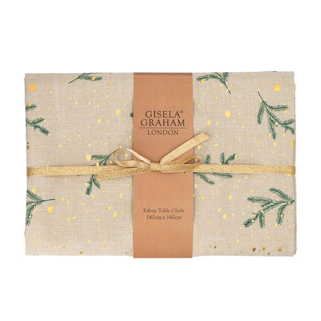 Fabric Square Tablecloth Sprigs Gold 36513 Gisela Graham Mulligans of Ballaghaderreen 