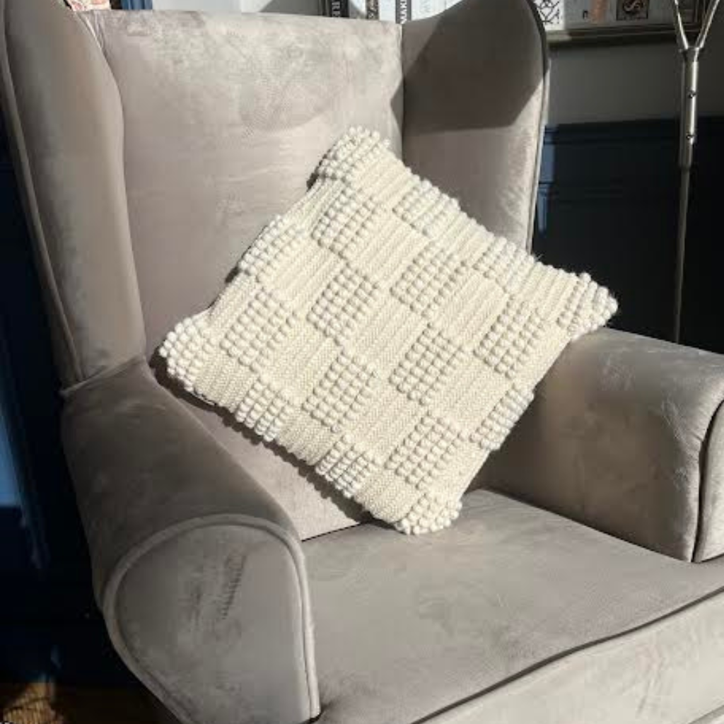 Feather Scatter Cushion - Natural Bobble Indi - Mulligans of Ballaghaderreen 