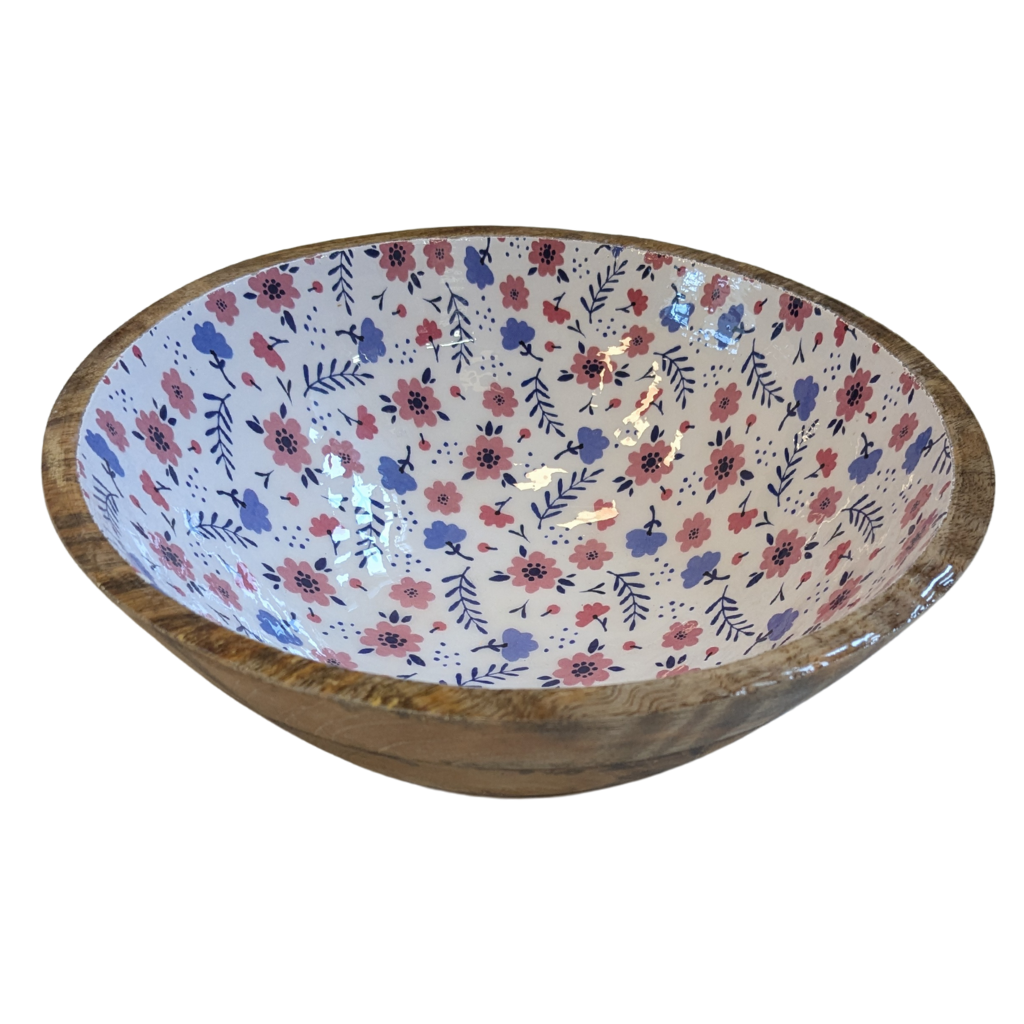 Floral Mango Wood Bowl 25cm 8MW134 Langs Mulligans of Ballaghaderreen