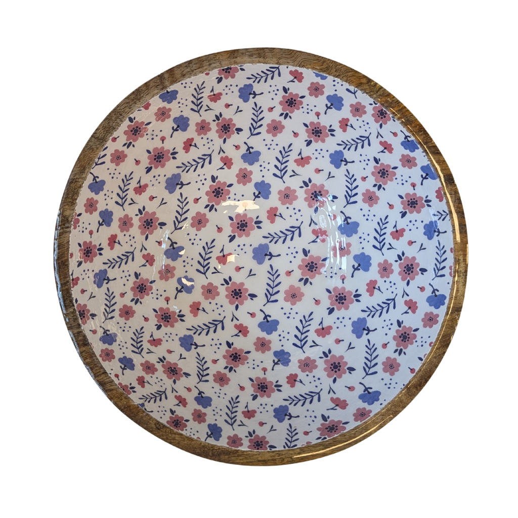 Floral Mango Wood Bowl 25cm 8MW134 Langs Mulligans of Ballaghaderreen