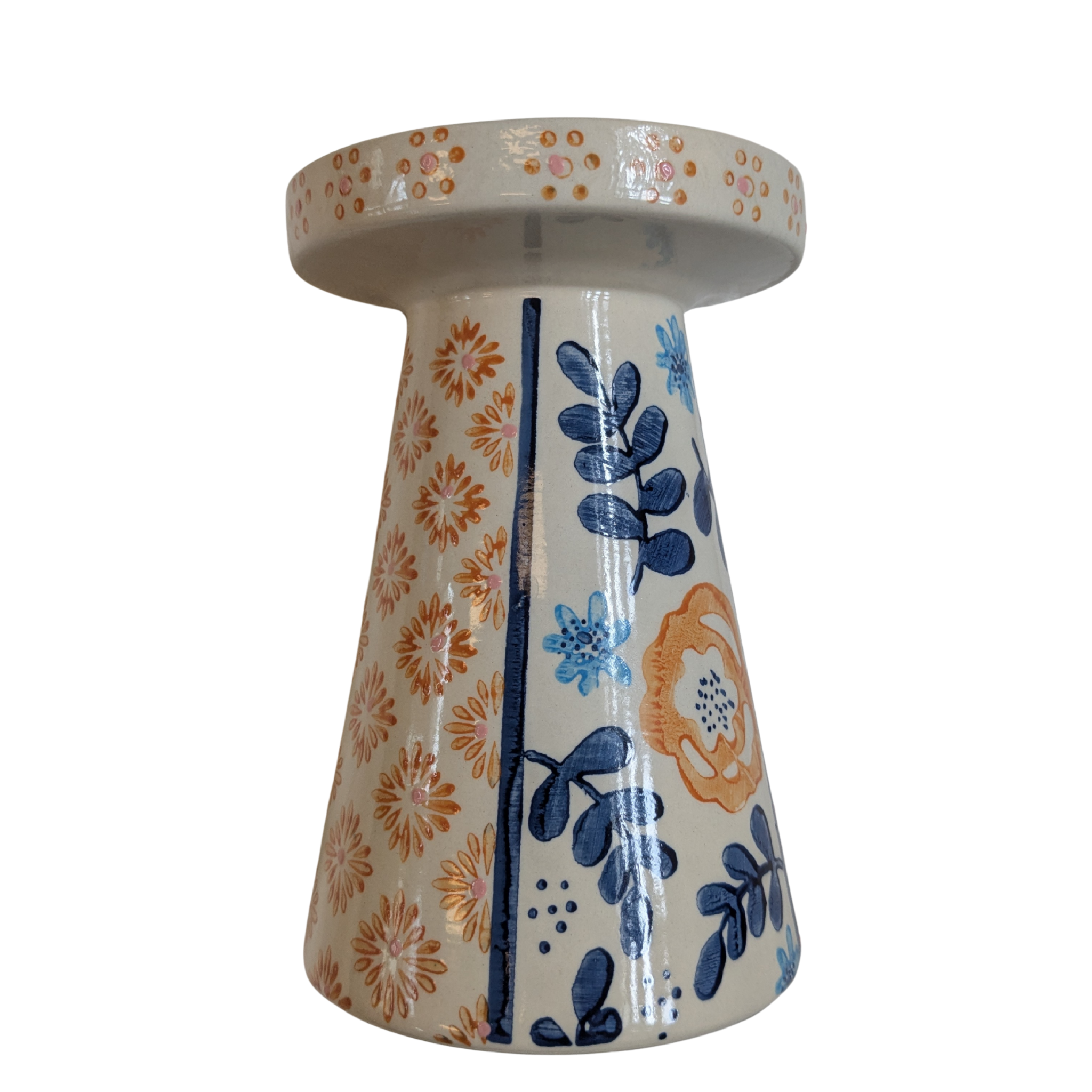 Floral Print Ceramic Candle Holder 7AB106 Mulligans of Ballaghaderreen